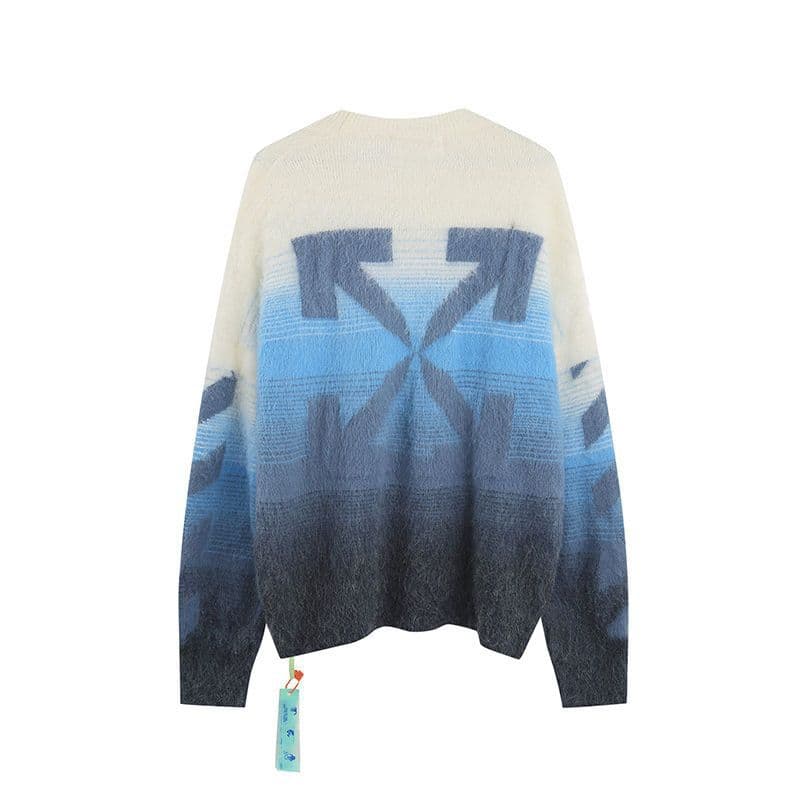 Nouvelle tendance automne/hiver OW WAR pull ample en laine tricoté jacquard mohair dégradé de flèches