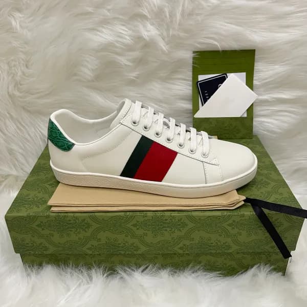 Baskets en cuir de qualité supérieure pour hommes et femmes, chaussures de course à rayures brodées Ace Bee