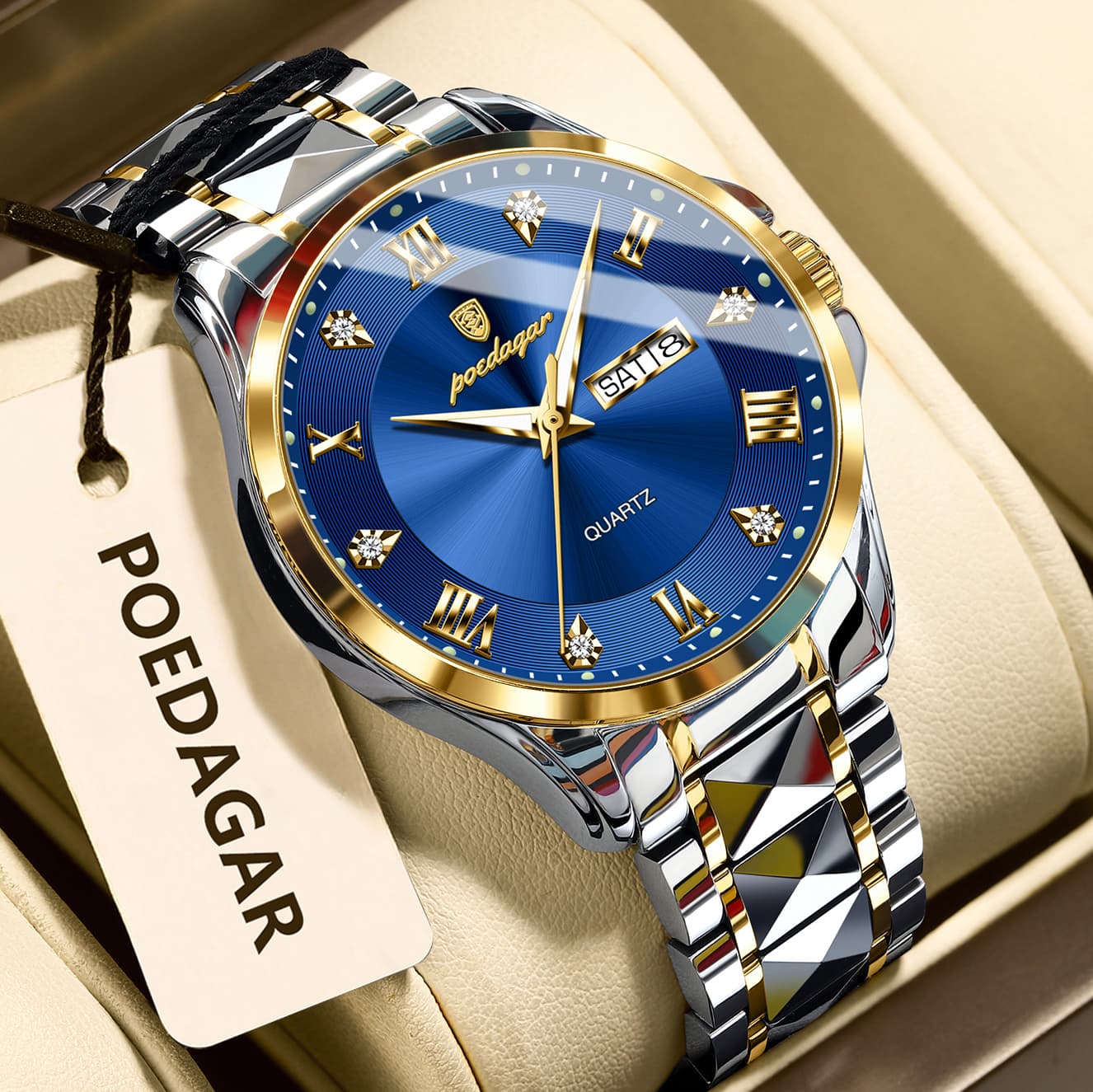 Luxury Man Wristwatch Waterproof Luminous Date Week Men Clock Stainless Steel Business Men's Watches Quartz Male Reloj