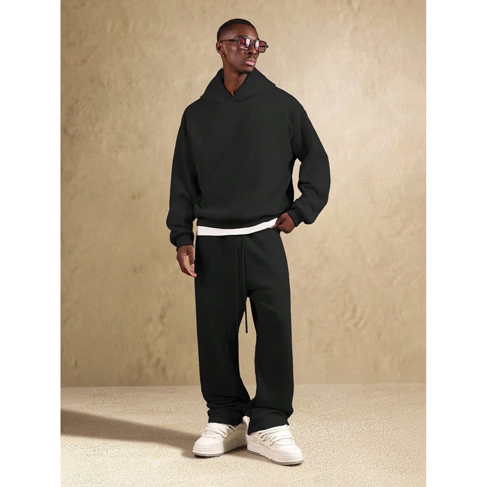 Urban Essentials Hoodie & Jogger Set - Men's Oversized Streetwear Lounge Set, 100% Polyester For All-Day Comfort