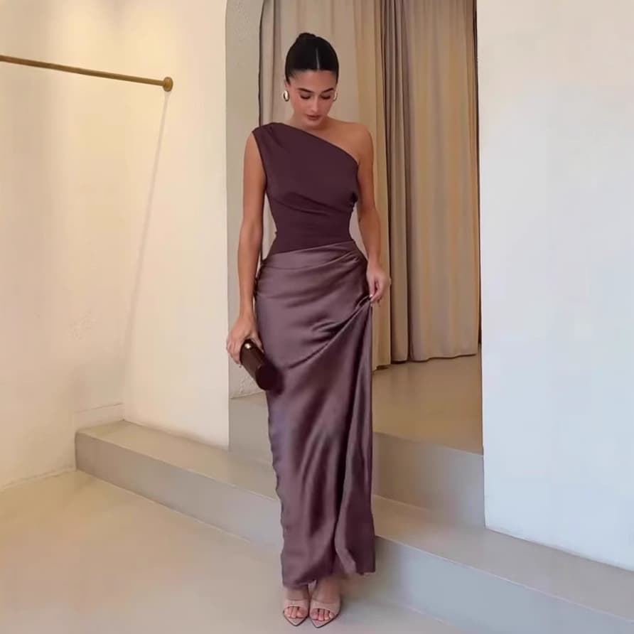 Women's Clothing ​​Elegant High-Waist Bodycon Dress – Sleeveless Slit Neck & Open Back With Stretchy Fit​​