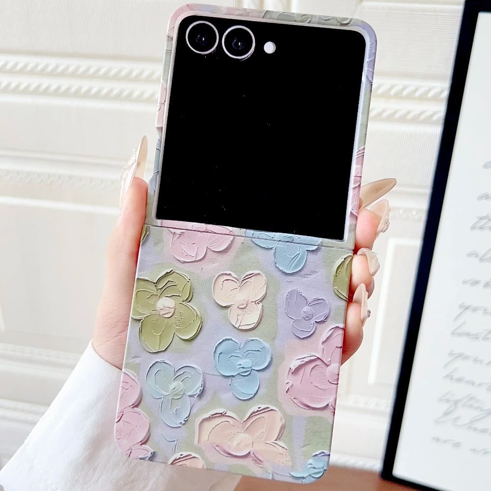 Dopamine Monet Style Colorful Floating Flower Phone Case For Samsung Galaxy Z Flip 7 Flip7 5G 2025 Protective Cover