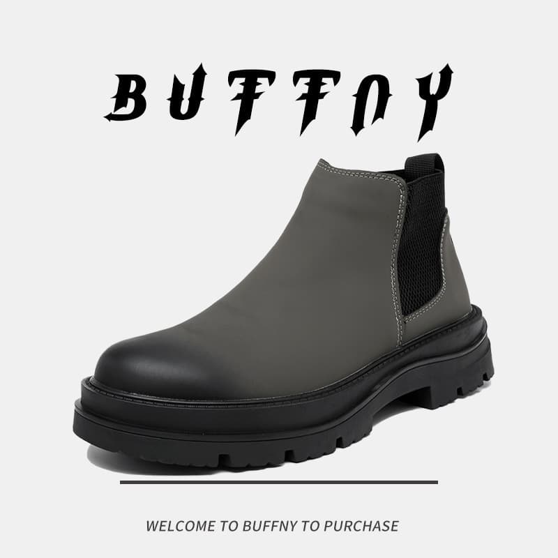 Retro Tooling Boots Thick-soled Heightened Lazy Foot-covering Martin Boots Genuine Leather Chelsea Short Boots