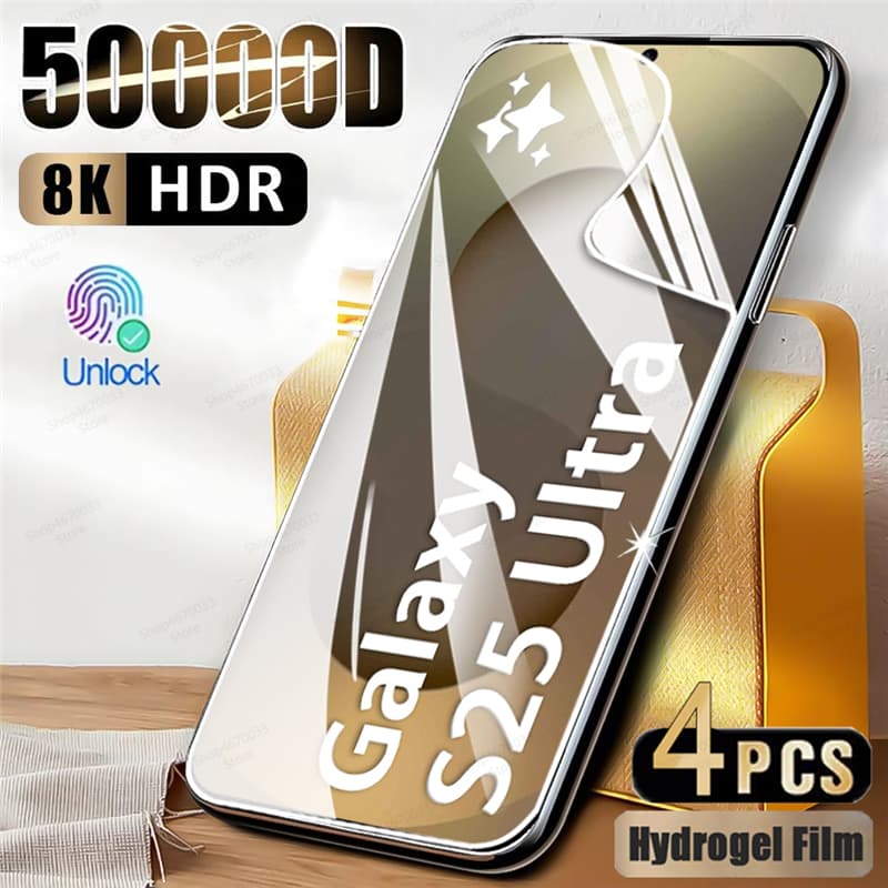 4Pcs Hydrogel Film Screen Protector For Samsung Galaxy S25 S24 S23 S22 S21 S20 Ultra Plus FE Note 20 Phone Accessories