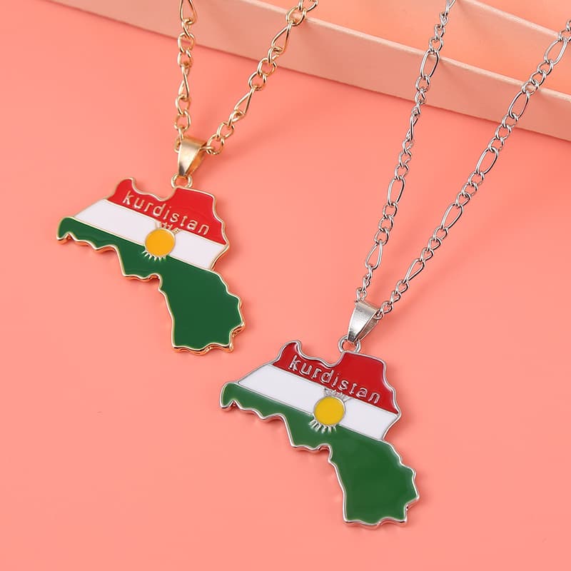 New Kurdistan Men's Necklace Zinc Alloy Oil Drop Geometric Map Pendant