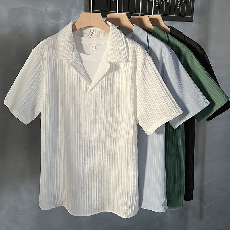 Men's Clothing Mature Style Ice Silk Short Sleeved Polo Shirt Men's Summer Trendy Casual Mid Sleeve T Shirt Trendy Men's Half Sleeved Tops