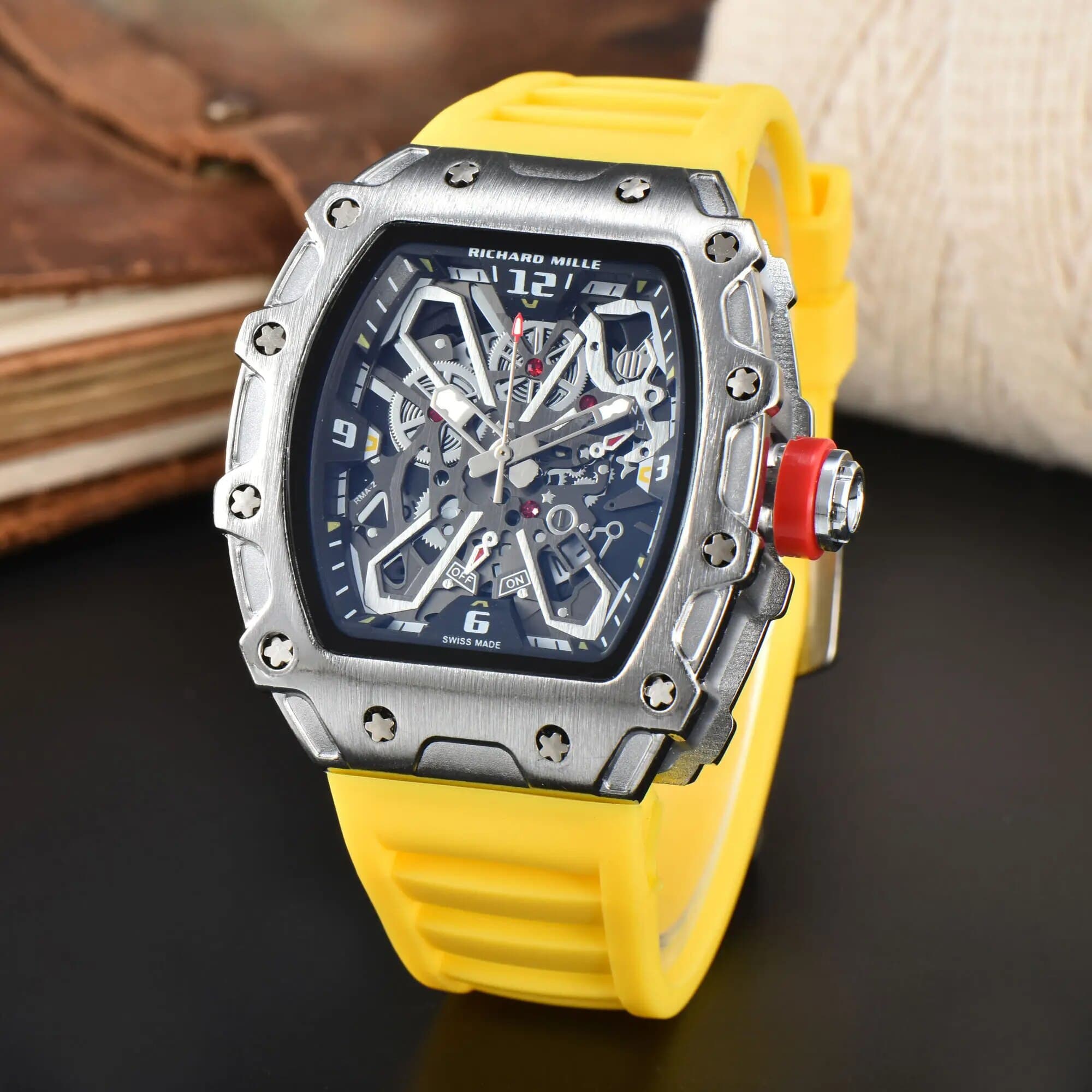 La nouvelle montre chronographe à quartz étanche de la marque de luxe haut de gamme Richard Mille pour hommes, tendance, décontractée, mode, cale