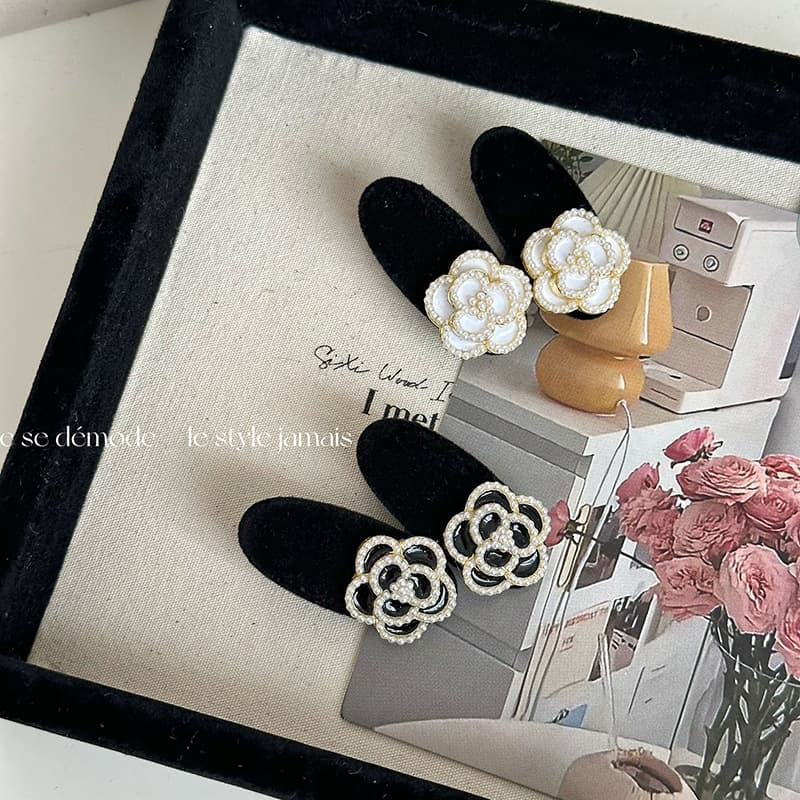 Exquisite Fine Pearl Camellia Oval duckbill clip high-grade Flower hairpin side bangs clip hair accessories New
