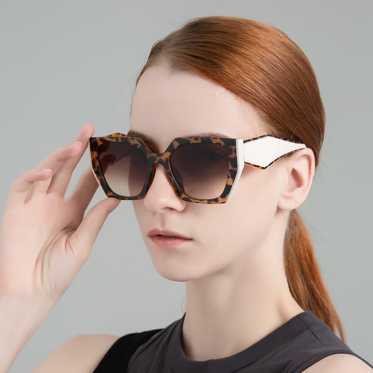 22 New Color Block Pra Same Polygonal UV400 Sunglasses Ins Style
