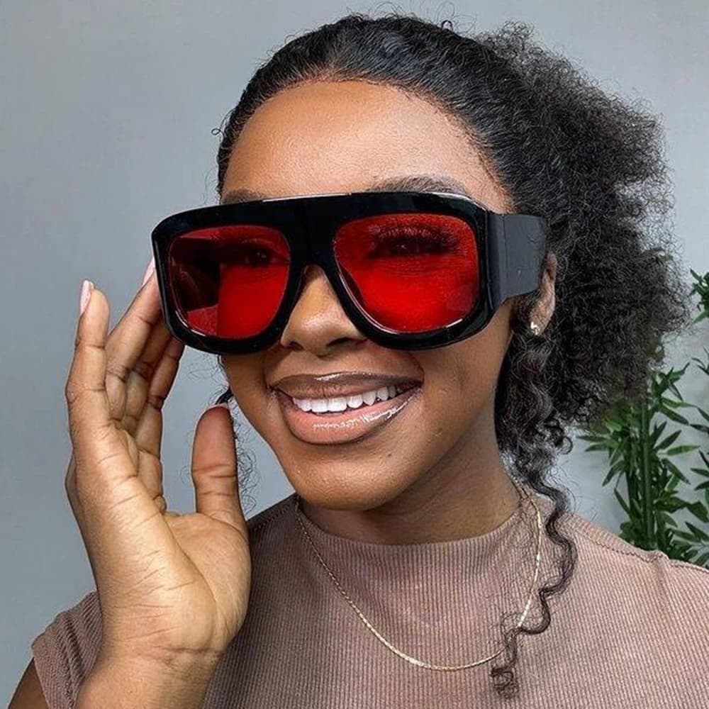 JNPCXI Oversized Square Sunglasses Fashion Color Grade Women Luxury Retro Shades UV400 Outdoor Men Sunglasses