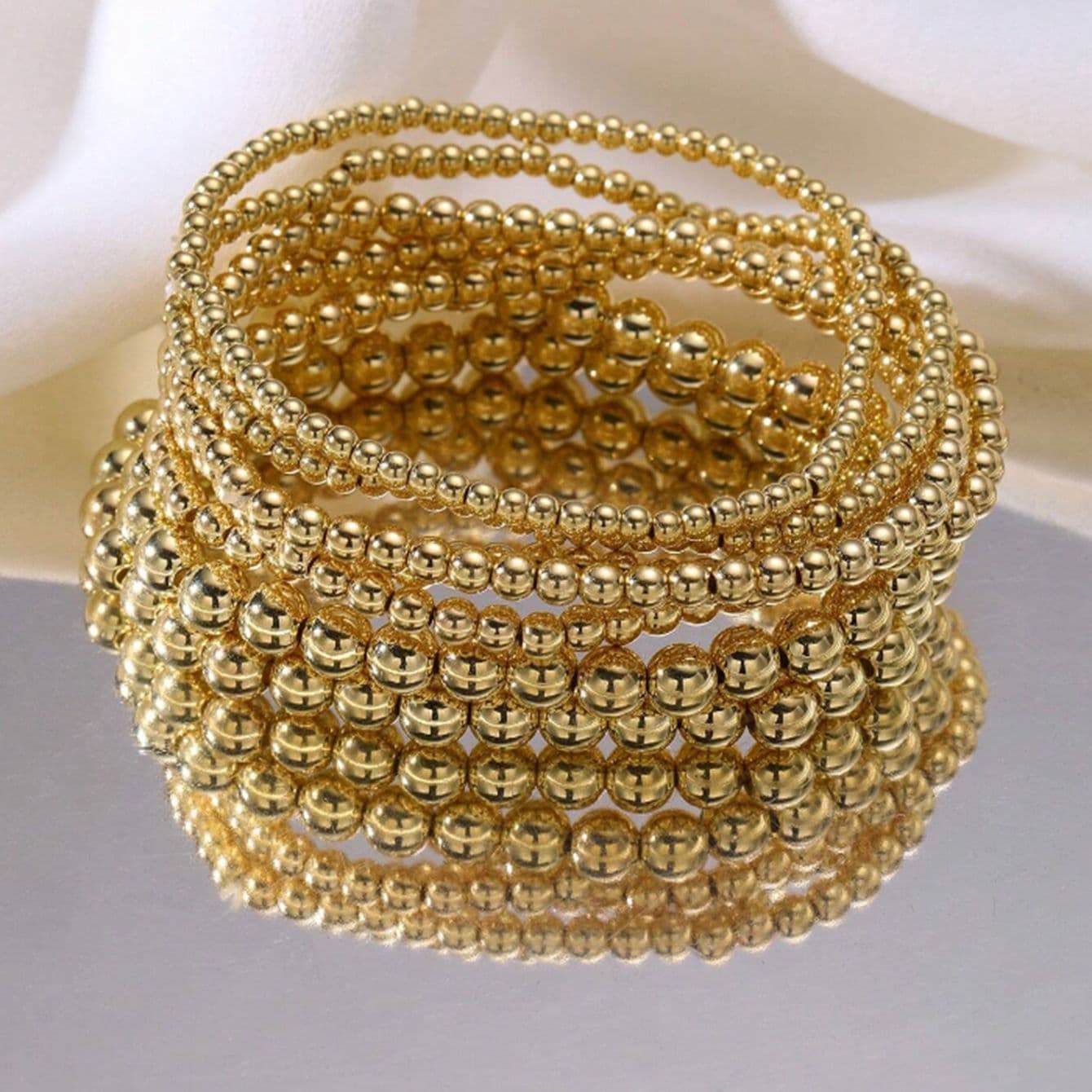 Fashion simple beaded bracelet retro advanced elastic single row set hand jewelry