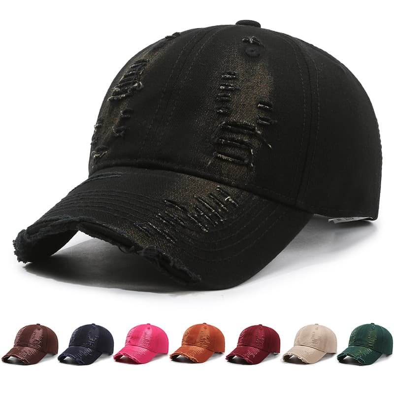 Men's Street Style Distressed Retro Baseball Cap Denim Washed Duckbill Sun Hat for Spring And Autumn Outdoor