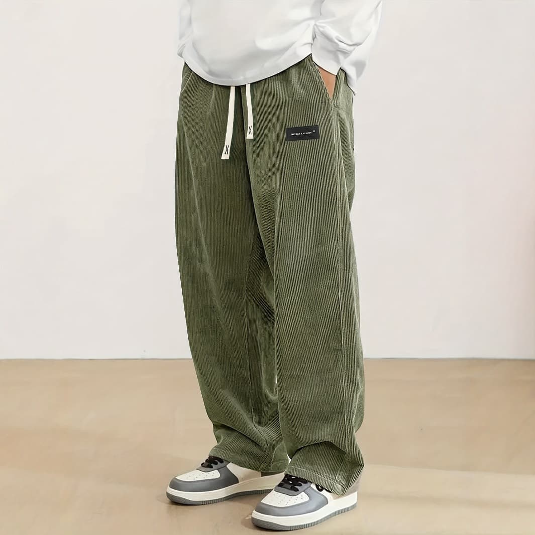 Men's Autumn New Comfortable Long Pants Loose Logo Corduroy Fabric Casual Pants