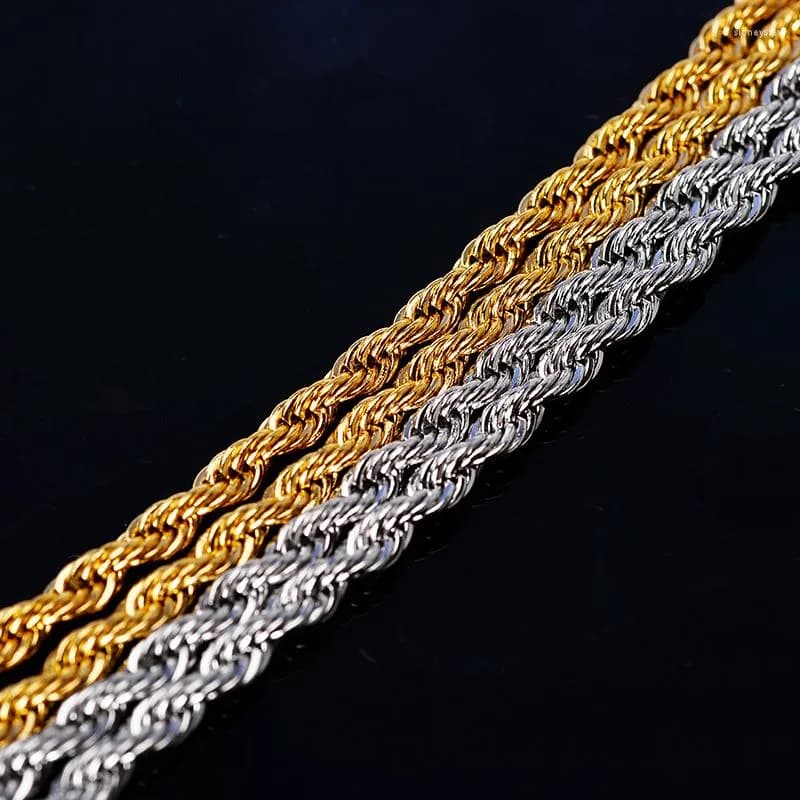 Chains Necklaces For Man Women Twisted Rope Chain Stainless Steel Gold Sier Color Jewelry On The Neck K- Accessories