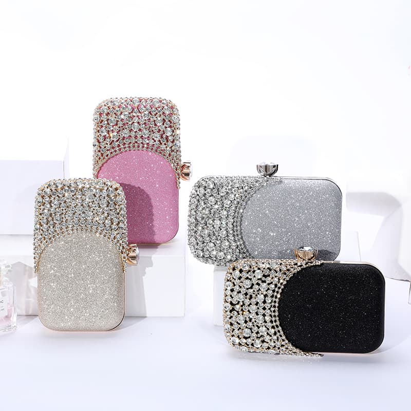 Women's Bags Diamond Studded Evening Bag, Women's Hand Held Dress Bag, Disco, Shining Celebrity Banquet Cheongsam Handbag Cosmetic Bag