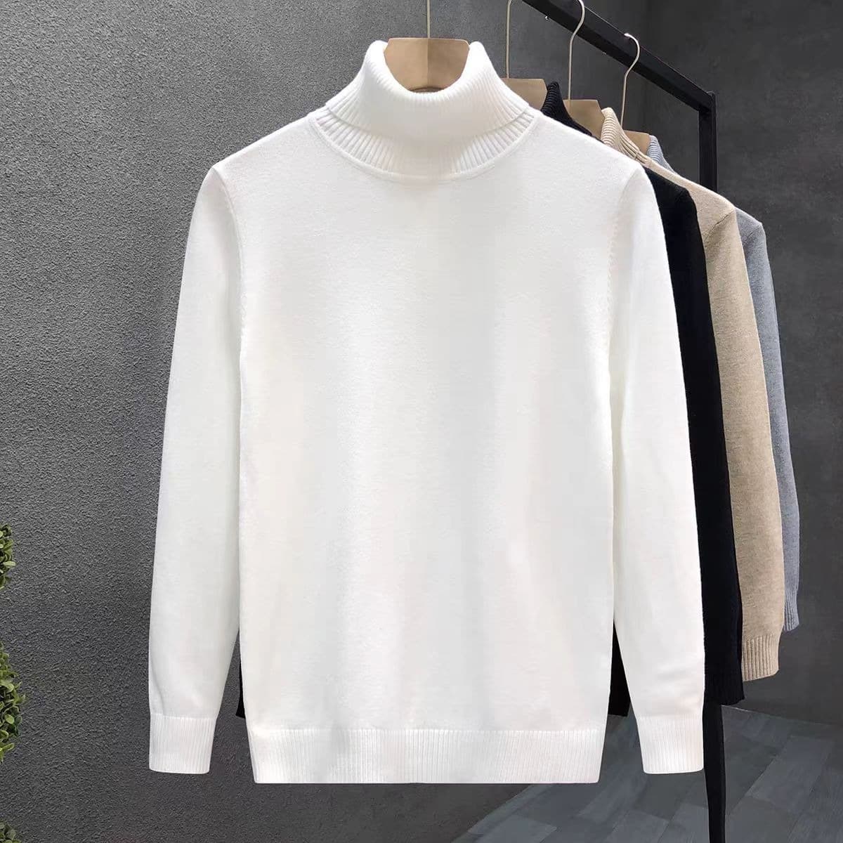 ​Unisex Style High Neck Sweater – Soft & Breathable Polyester Knit, Slim Fit Ribbed Hem, All-Season Essential​