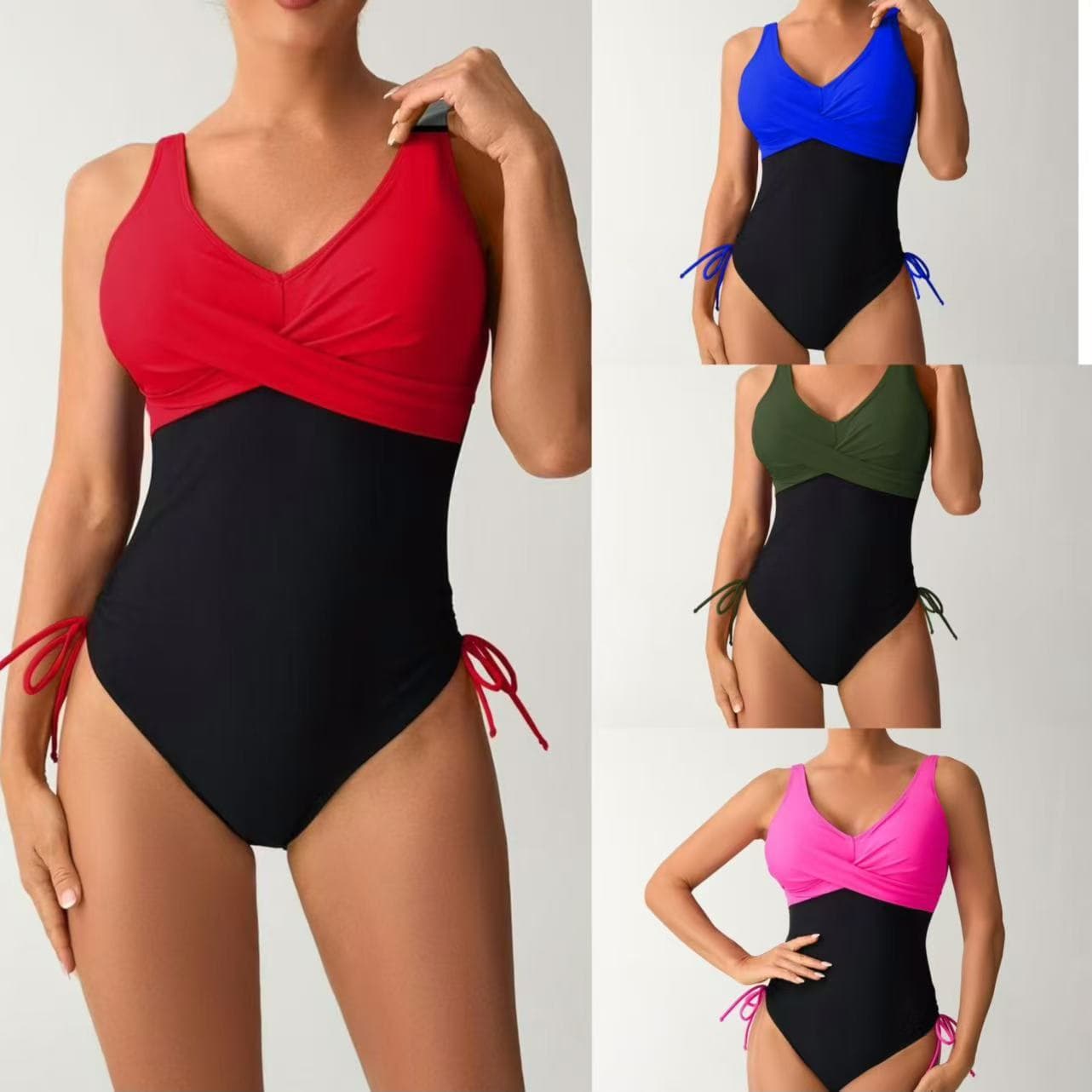 Women's Clothing New One Piece Swimsuit Color Sexy Cross Strap Swimsuit Female