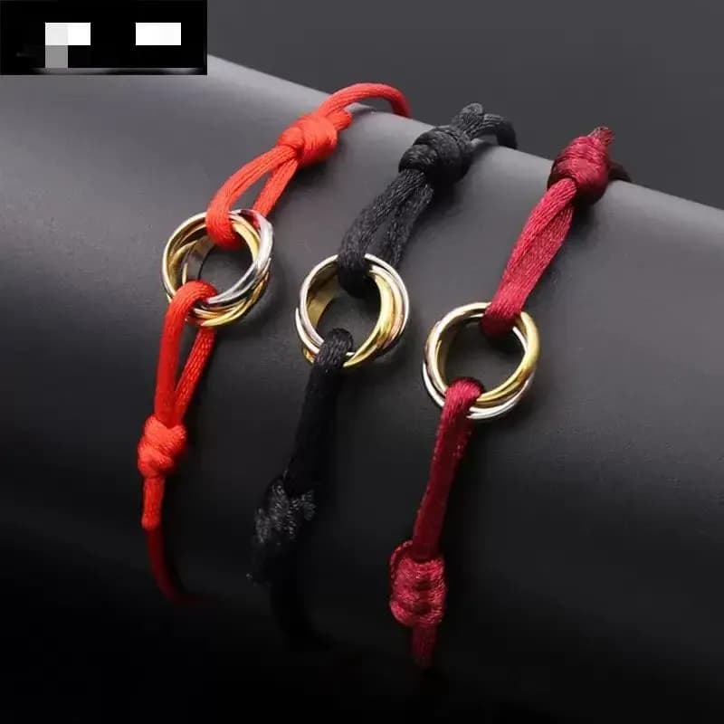 Mens Womens Designer Fashion 316L Stainless Steel Trinity Ring String Bracelet Three Rings Hand Strap Couple Bracelets