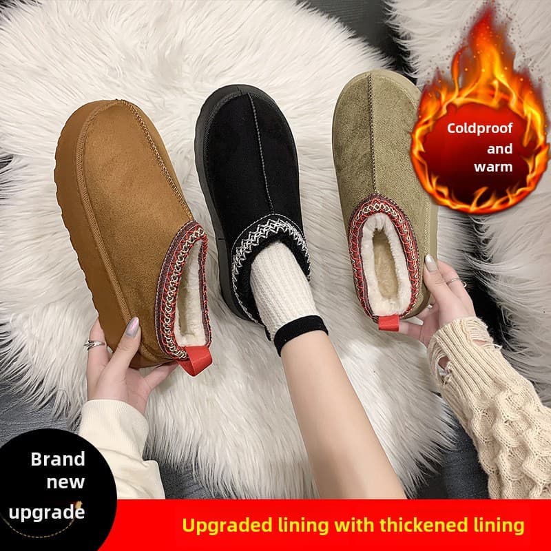 Snow boots 24 autumn and winter new foreign trade 43 yards fleece-lined warm thick-soled slippers platform bottom heel-less cotton shoes cotton boots