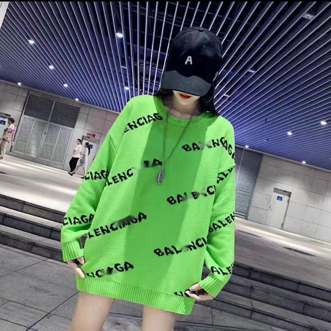 Pull jacquard unisexe polyvalent à col rond et ample