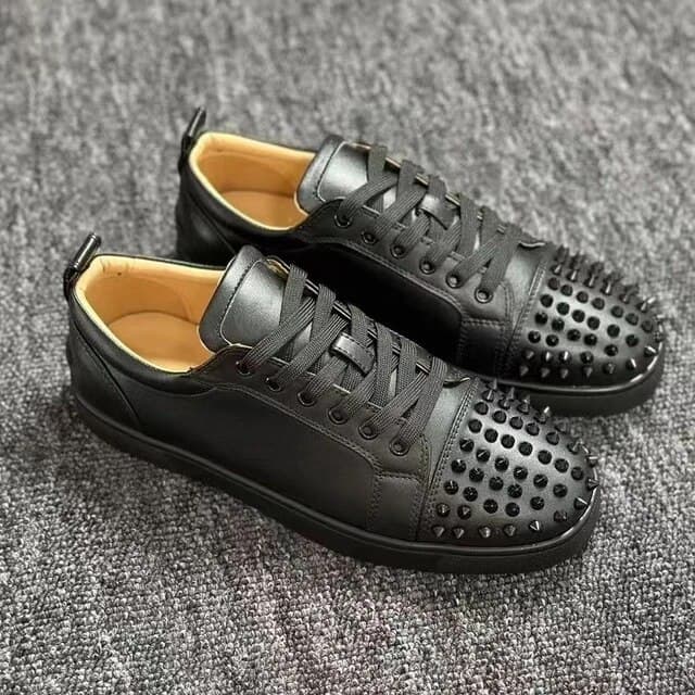Chaussures À Rivets En Daim De Vache Pour Hommes, Baskets De Luxe, Respirantes, Noires Et Grises, Style Punk Rock