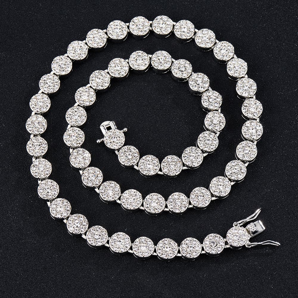 Hot selling geometric Miami rock sugar 9.5mm round hip-hop necklace