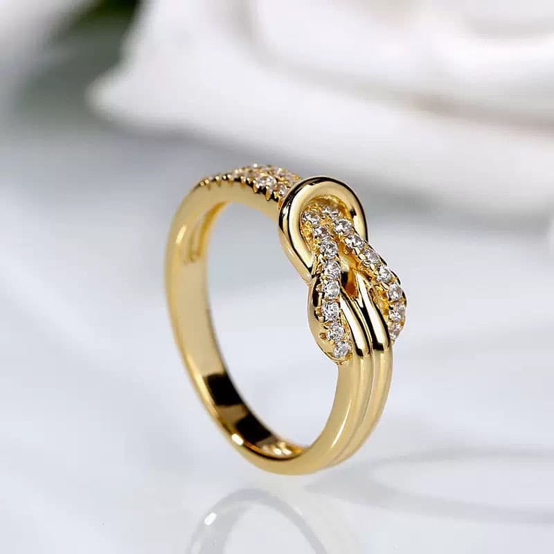 Knotted Flower Inlaid Diamond Korean And Japanese Style Elegant Women's Engagement Wedding Ring