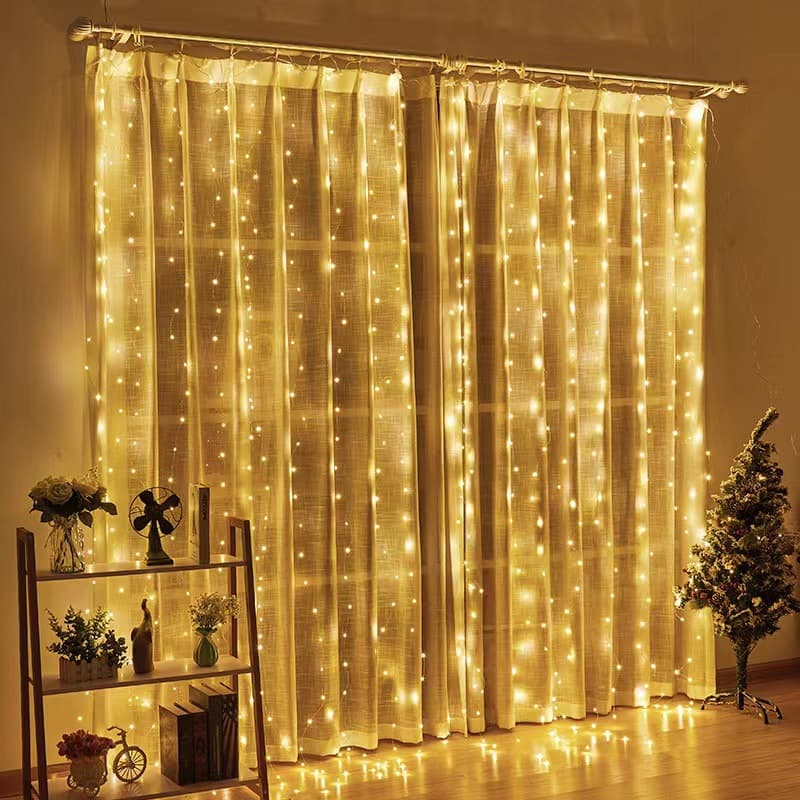 New * 3 meter LED curtain USB eight function copper wire color string Christmas decorative light