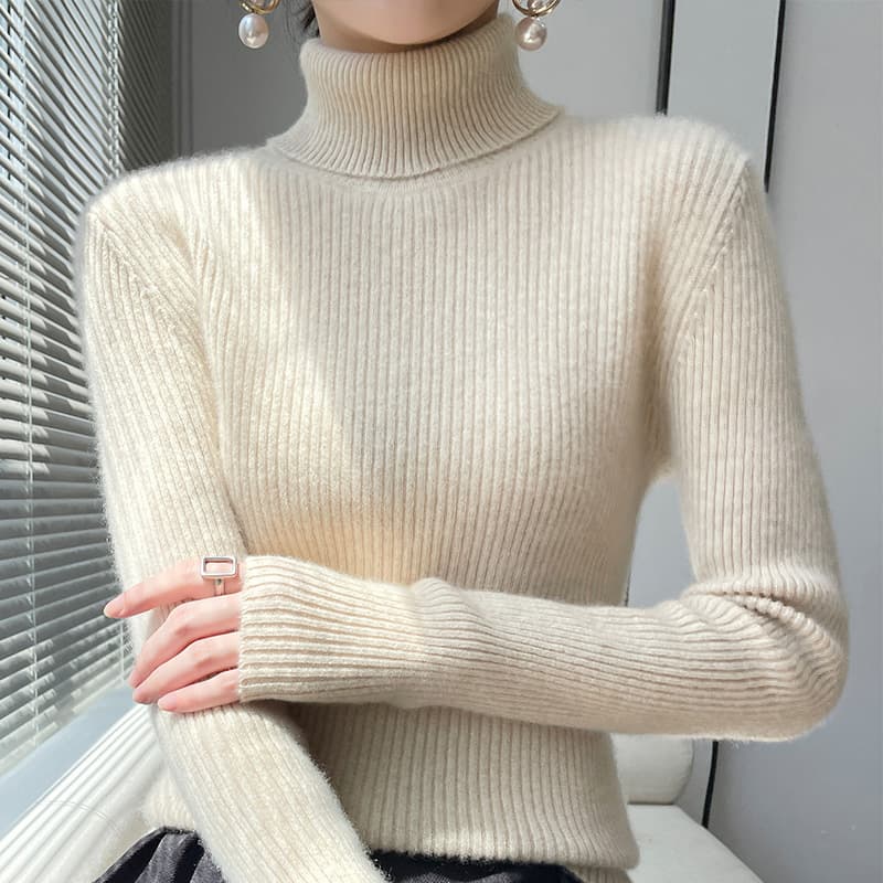 Women's Clothing Turtleneck sweater with coat autumn and winter new slim fit long sleeve inner wear wool knitted thickened bottoming shirt
