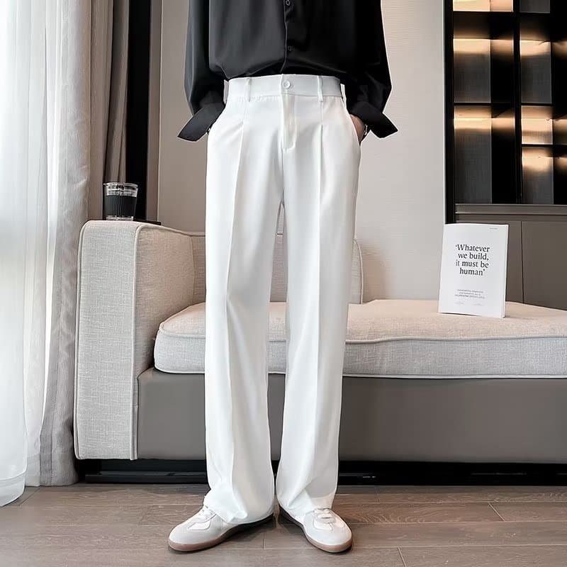 Men's Clothing New Autumn Style High Grade Suit Trousers For Men Korean Style Long Suit Mopping Trousers Men Loose Straight White Casual Trousers