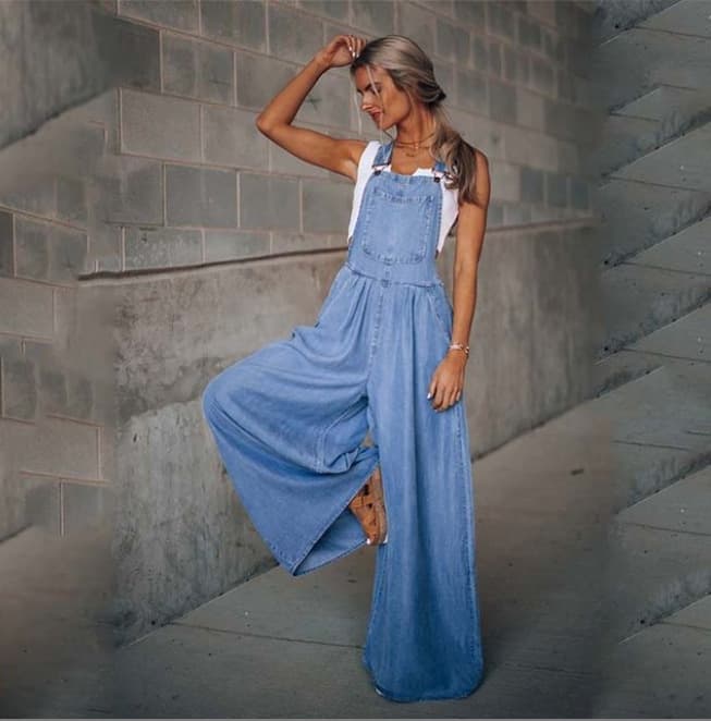 Women's Clothing Summer New Women's Loose Side Pocket Sleeveless Ladies Denim Overalls