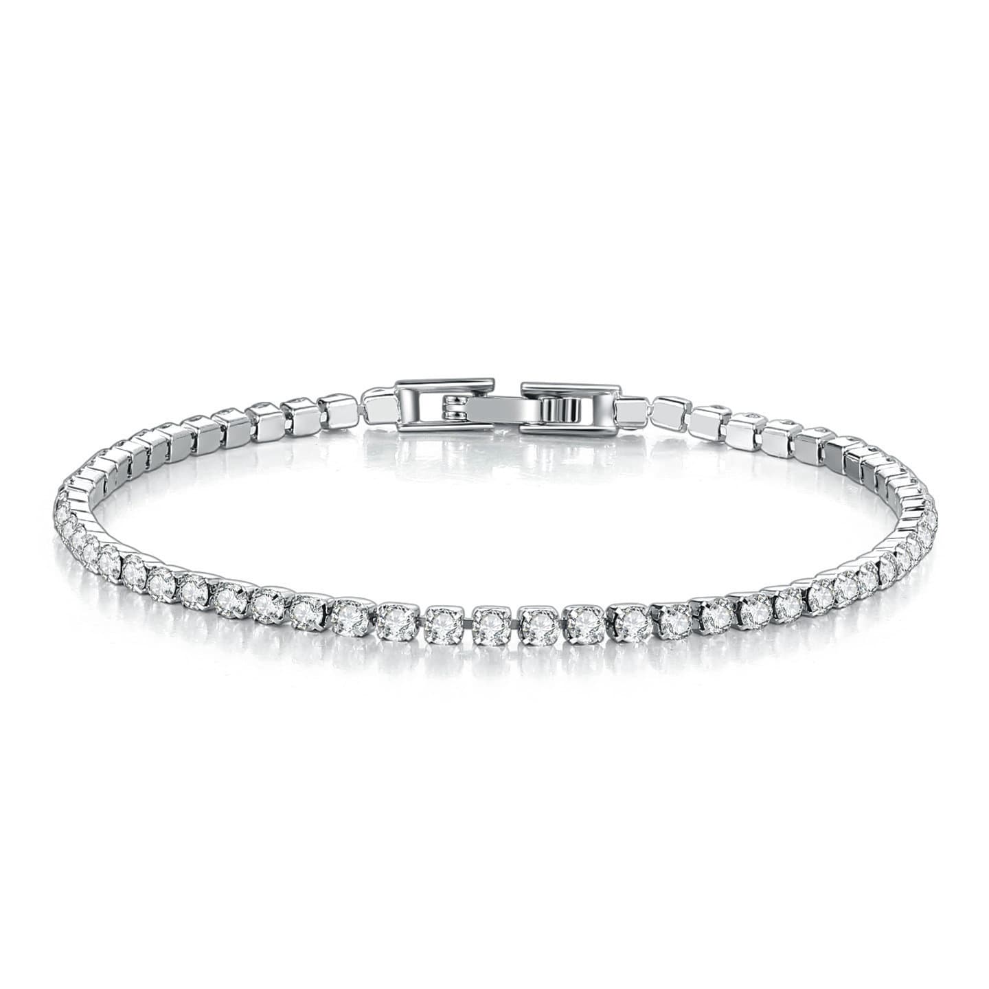 Tennis Chain 2.5mm 3A Round Shiny Zircon Hip-Hop Single Row Inlaid Crystal Bracelet