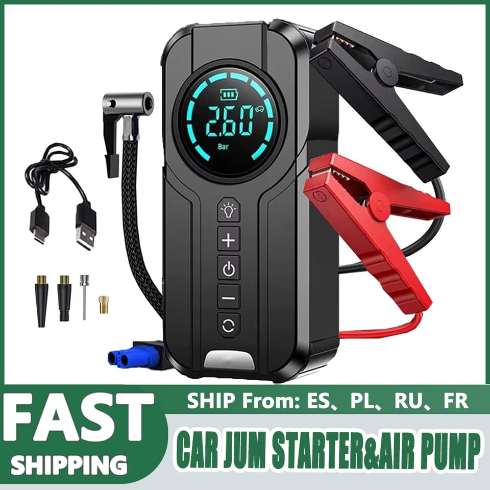 4-in-1 Jump Pump, Power Bank, Lighting, Portable Air Compressor, Cars, Battery, Starter, Start, Car Tire Inflator