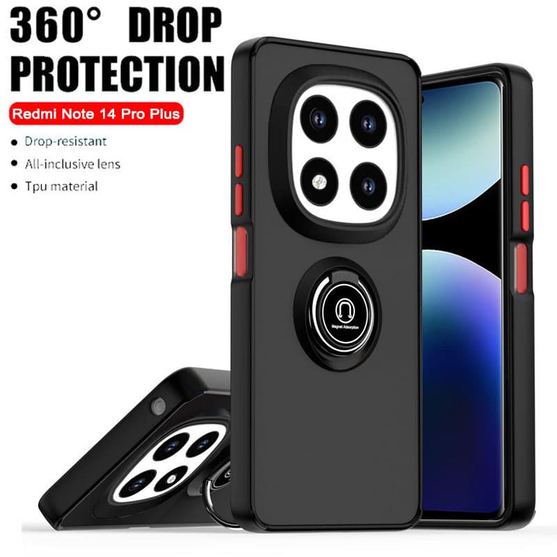 Magnetic Ring Holder Case For Xiaomi Redmi Note 14 13 8 Pro Plus 12 Turbo 10 8T Shockproof Matte Phone Cases Redmi 14C 13C Cover