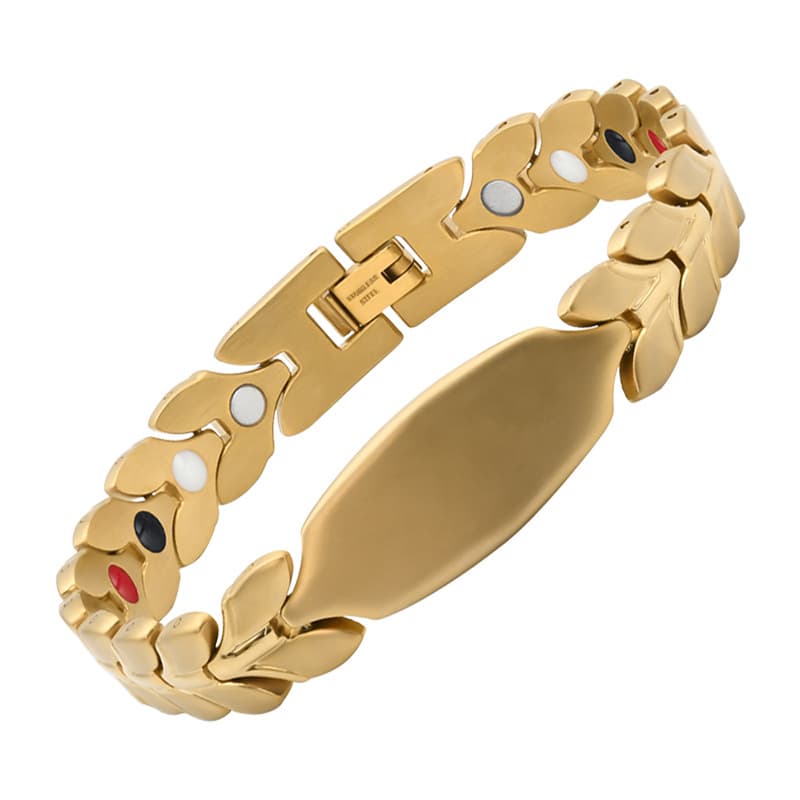 Simple wheat ear men's titanium steel bracelet jewelry anti static negative ion bracelet women's magnetic therapy bracelet