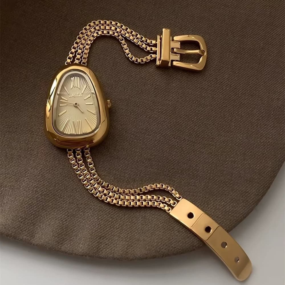 Snakehead Watch Premium Retro Fringe Chain Women's Quartz Women's Watch Gold