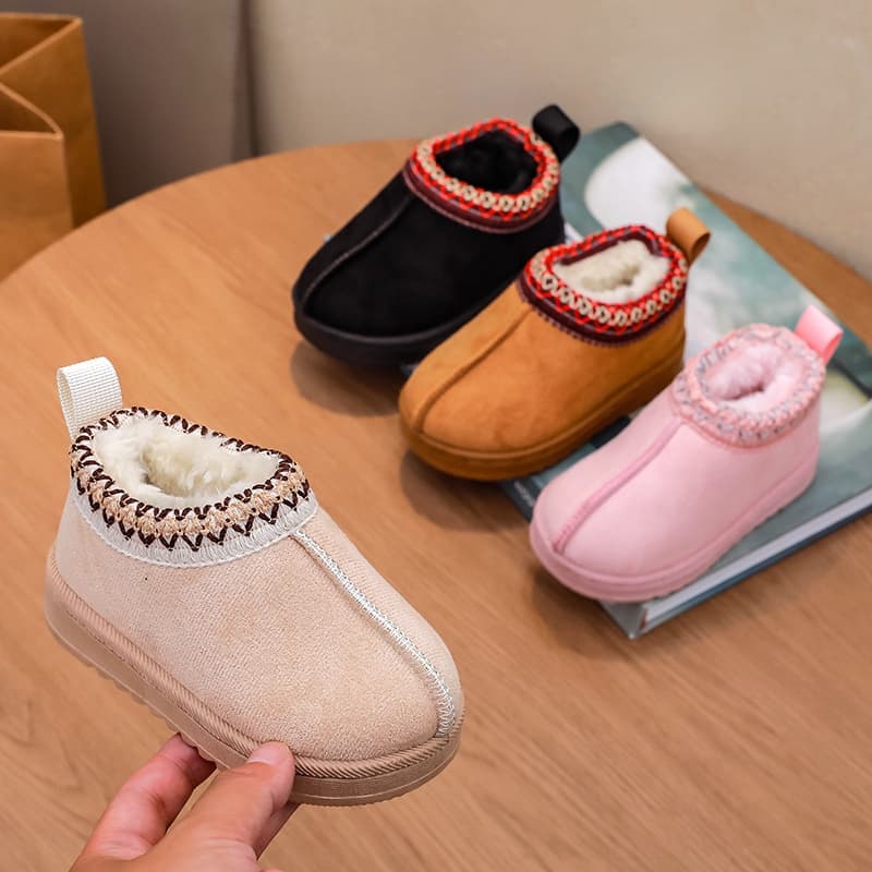 XUANMU Baby Warm Snow Boots Winter New Fashion Children's Ankle Boots Girls Low-top Cotton Shoes Boys Plush Suede Short Boots XF0043
