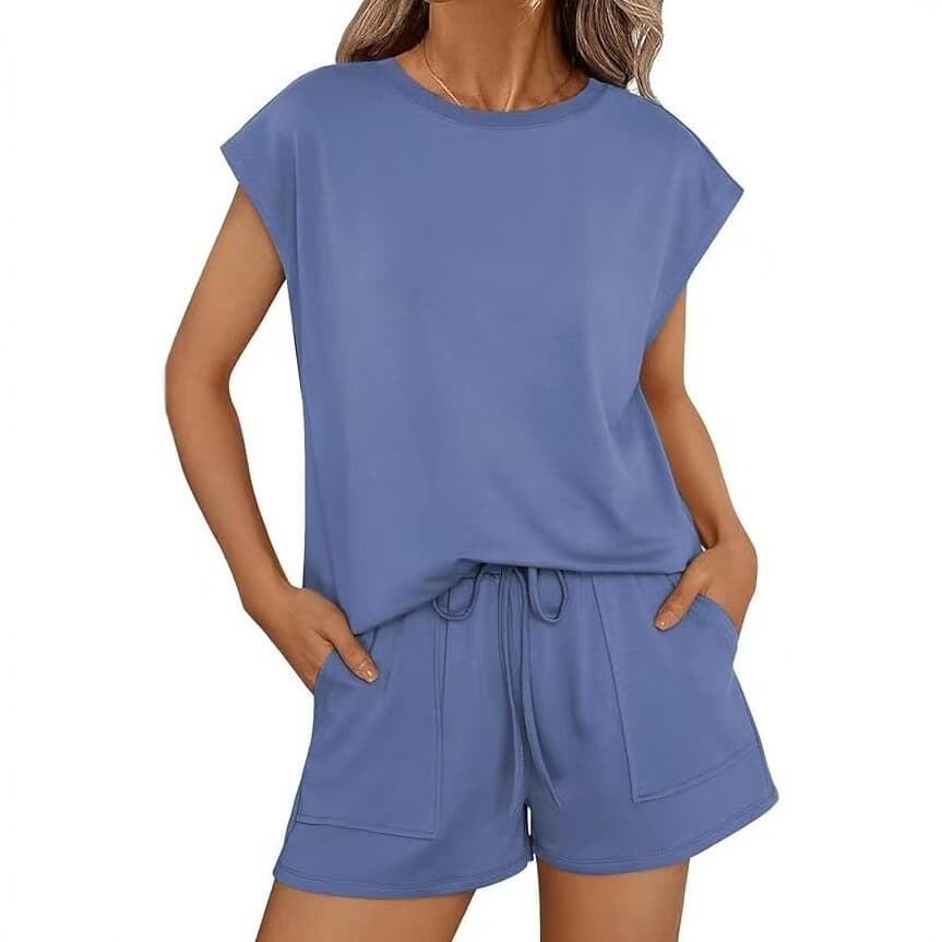 Summer Women's Solid Color Casual Two Piece Set Short Sleeve T-Shirt And Shorts Wear-resistant Comfortable Breathable Outerwear