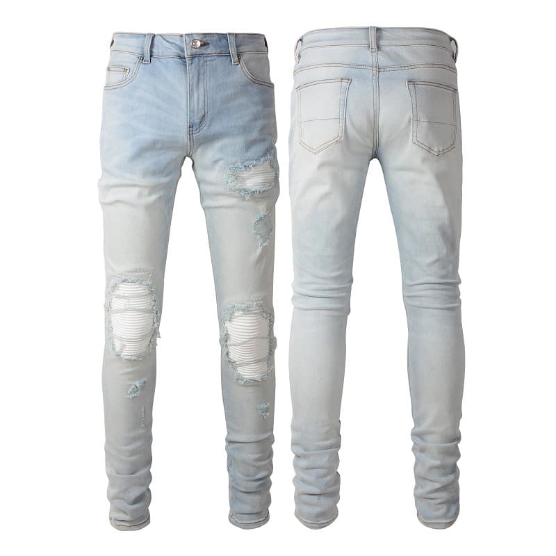 Jean slim déchiré High Street pour homme, pantalon extensible