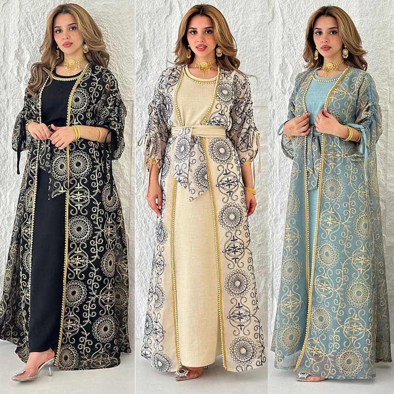 Women's Clothing Jalabiya Muslim Dress Middle East Women's Robe Two Piece Suit Saudi Arabia Dubai