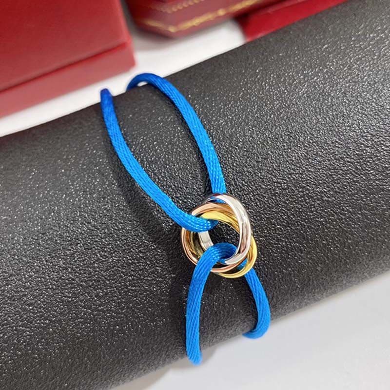 Bracelet homme femme créateur bijoux or unisexe acier inoxydable 3 boucles métal ruban lacé chaîne multicolore