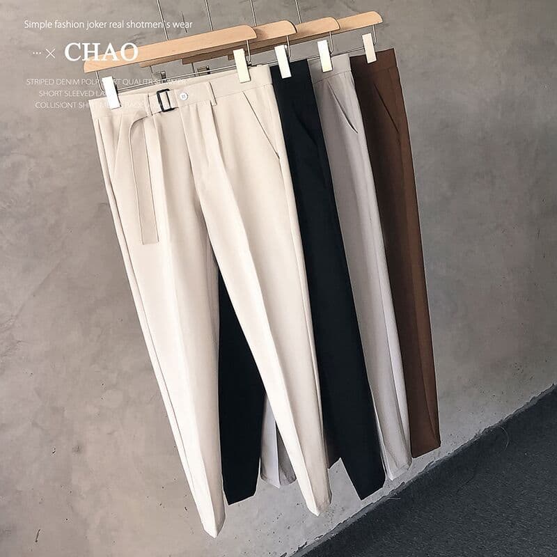 Men's Clothing Men's Spring And Autumn Drapey Nine Point Pants Business Casual Korean Style Trendy Casual Men's Straight Loose Suit Pants
