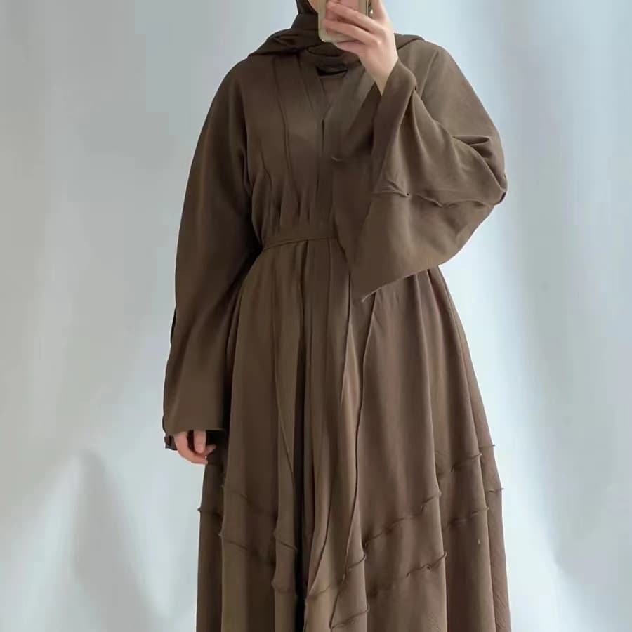 Dubai Middle East Solid Color Elegant Long Cardigan Dress
