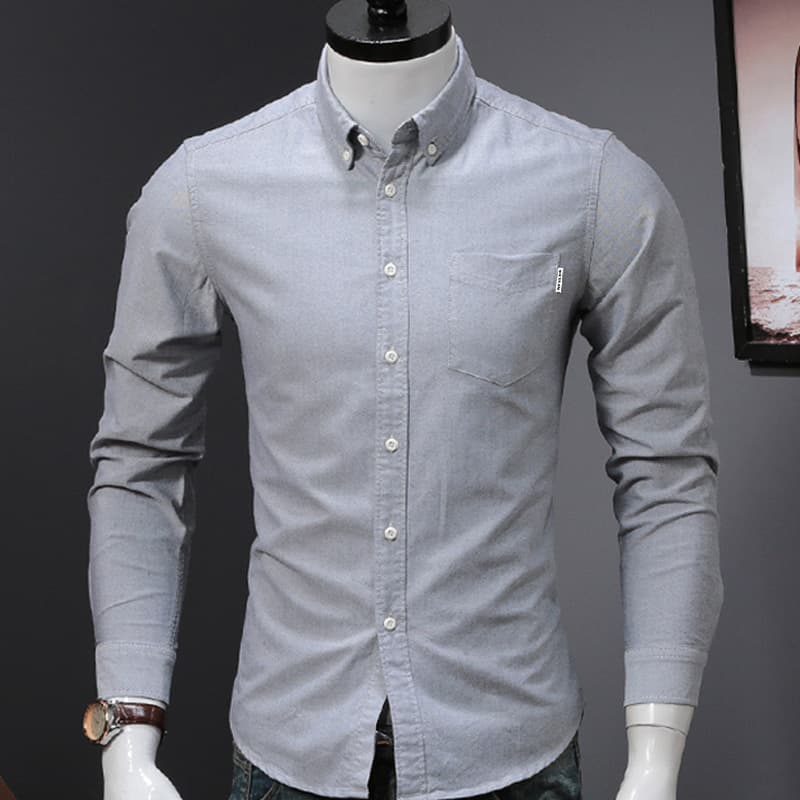 Chemise à manches longues printemps automne nouvelle version coréenne tendance en pur coton pour homme, décontractée et élégante.