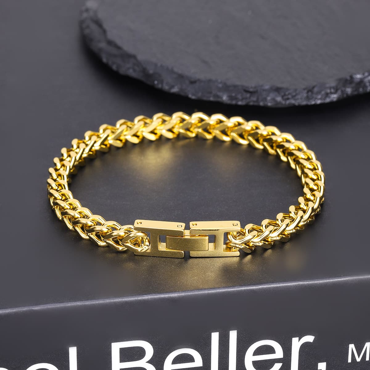 Summer New Hippo Stainless Steel Hip-Hop Men's Cuban Chain Dominant Folding Clasp Franco Bracelet
