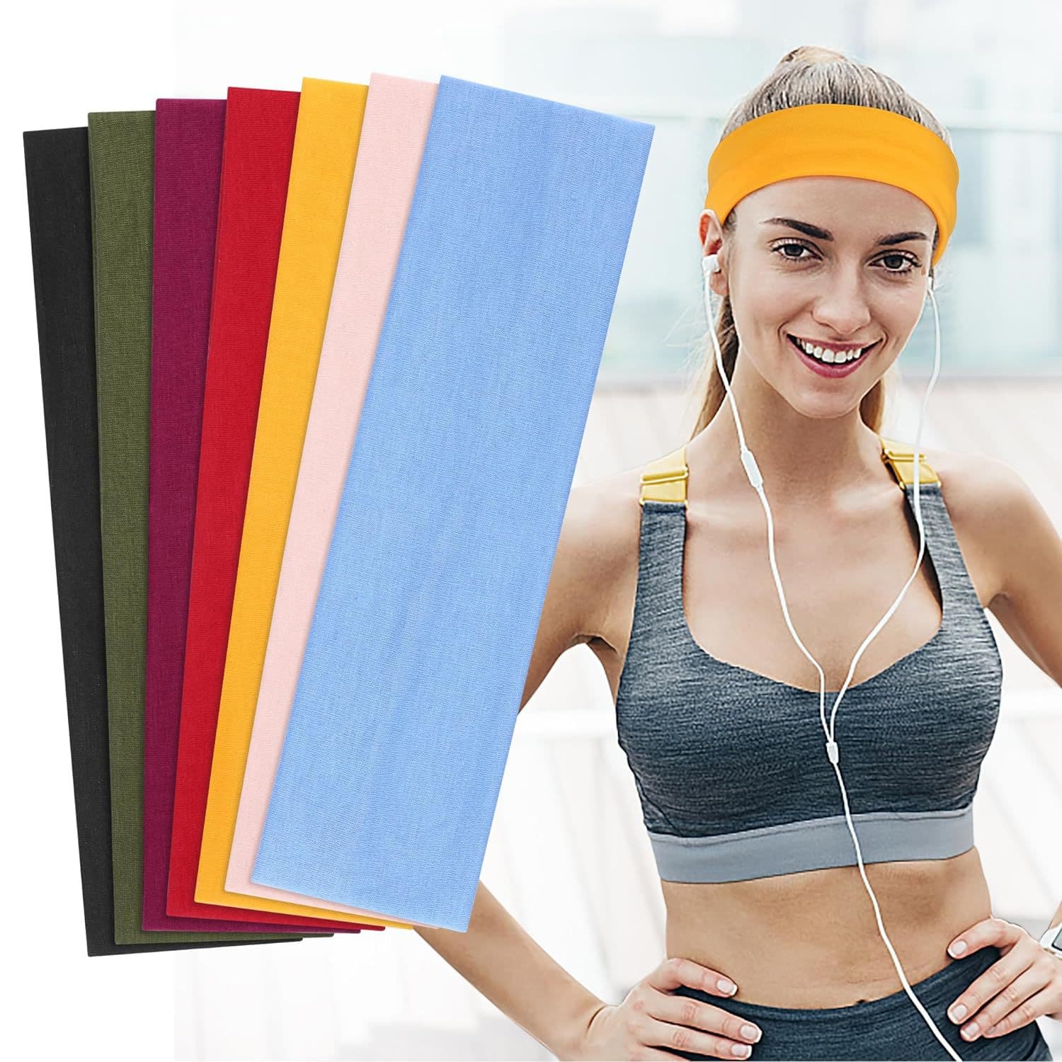 hot selling men and women solid color sports headband elastic non slip sports headband yoga fitness running sweat absorbing headscarf