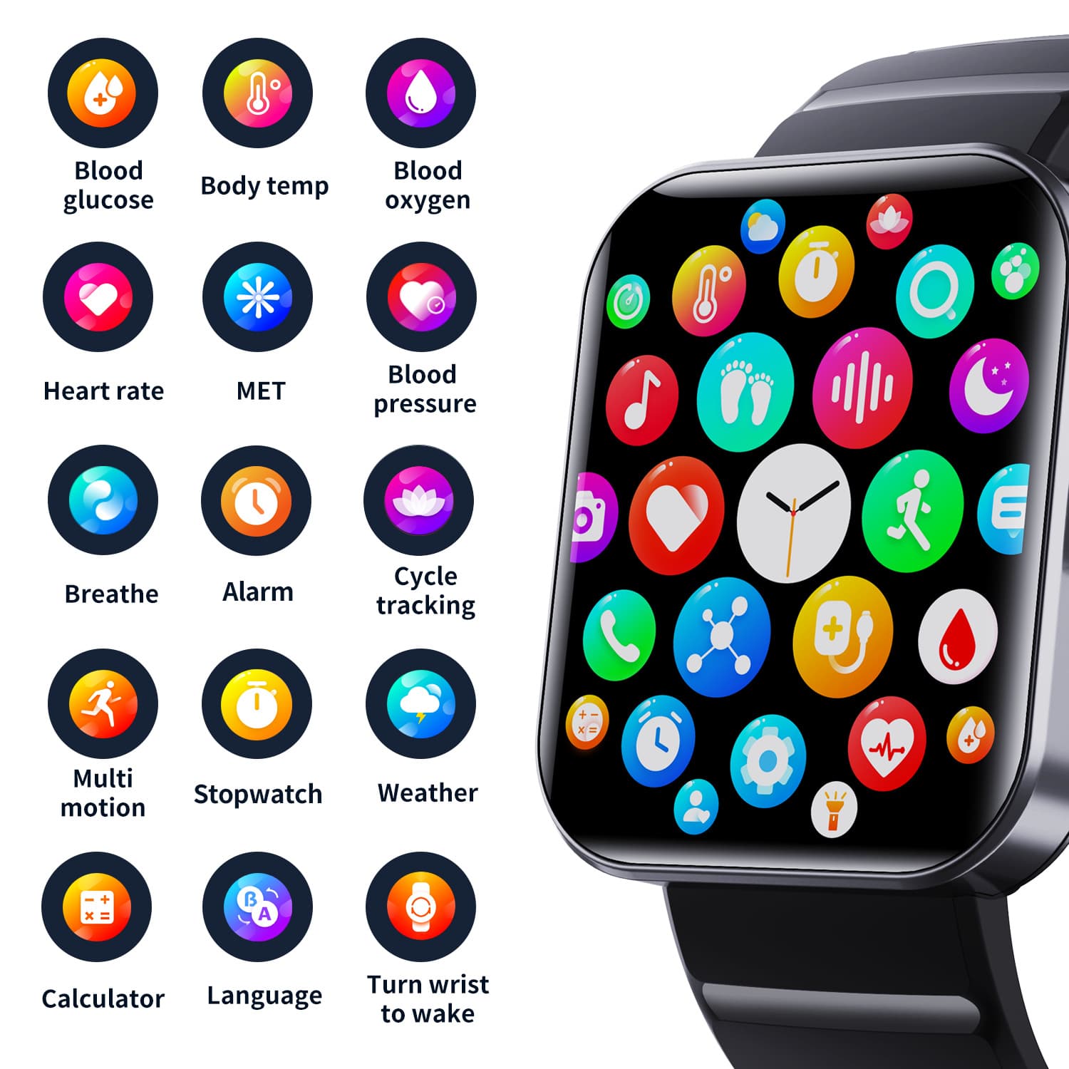 F21pro Smart Watch Non-invasive Blood Glucose Blood Pressure Blood Oxygen Heart Rate Sleep Monitoring Sports Watch