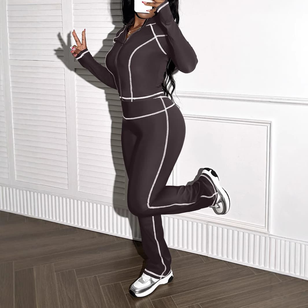 Women's Clothing Zipper Long Sleeved Fashion Sports Fitness Women's Suit Yoga