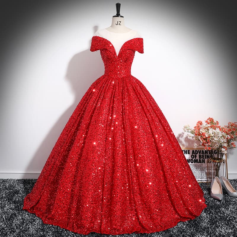 Women's Clothing sequined, luxurious and high end stage solo performance clothing, vocal art examination annual meeting, puffy skirt