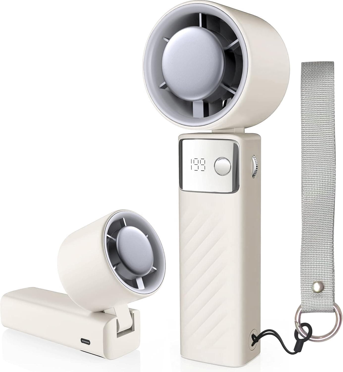 199-Speed Foldable Handheld Fan - LED 20H USB Rechargeable